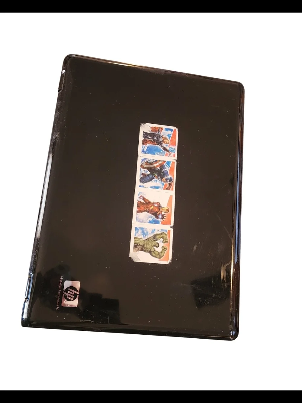 HP Pavilion dv6000 Black Laptop with Superhero Sticker Accent